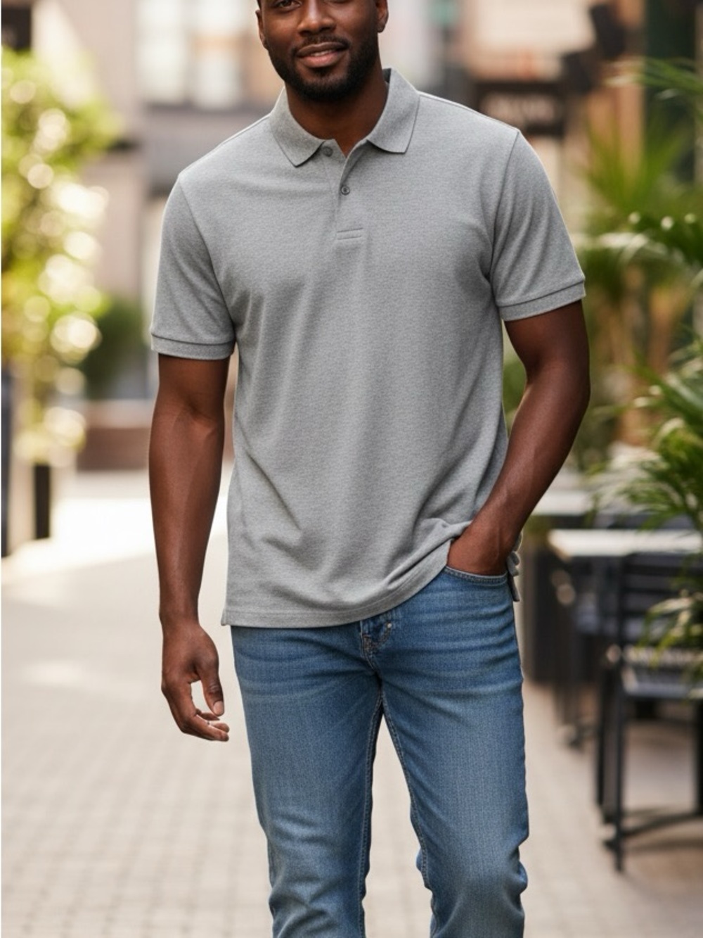 Roots Canada Men's Classic Grey Polo Shirt - Short Sleeve Button-Up - Size XXL